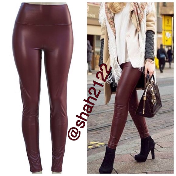 Faux Leather Legging High Waist Fleece Lined - Picture 3 of 4